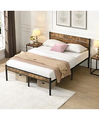 Streamdale Furniture Full Size Wood and Metal Platform Bed Frame with Storage