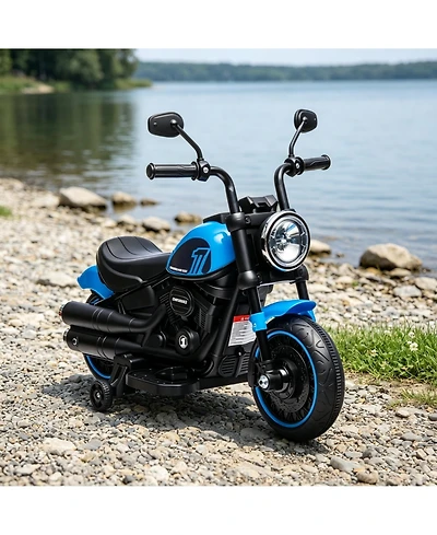 Sevorley 6V Rechargeable Ride-On Motorcycle with Training Wheels and Led Lights, Ages 18-36 Months