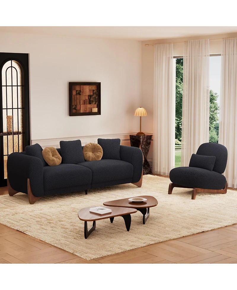 Morden Fort Cloud-Soft Sherpa Boucle Armless Accent Chair Upholstered Living Room Side Chairs with Waist Cushion