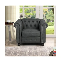 Morden Fort Linen Chesterfield Accent Chair for Living Room Button Tufted Armchair