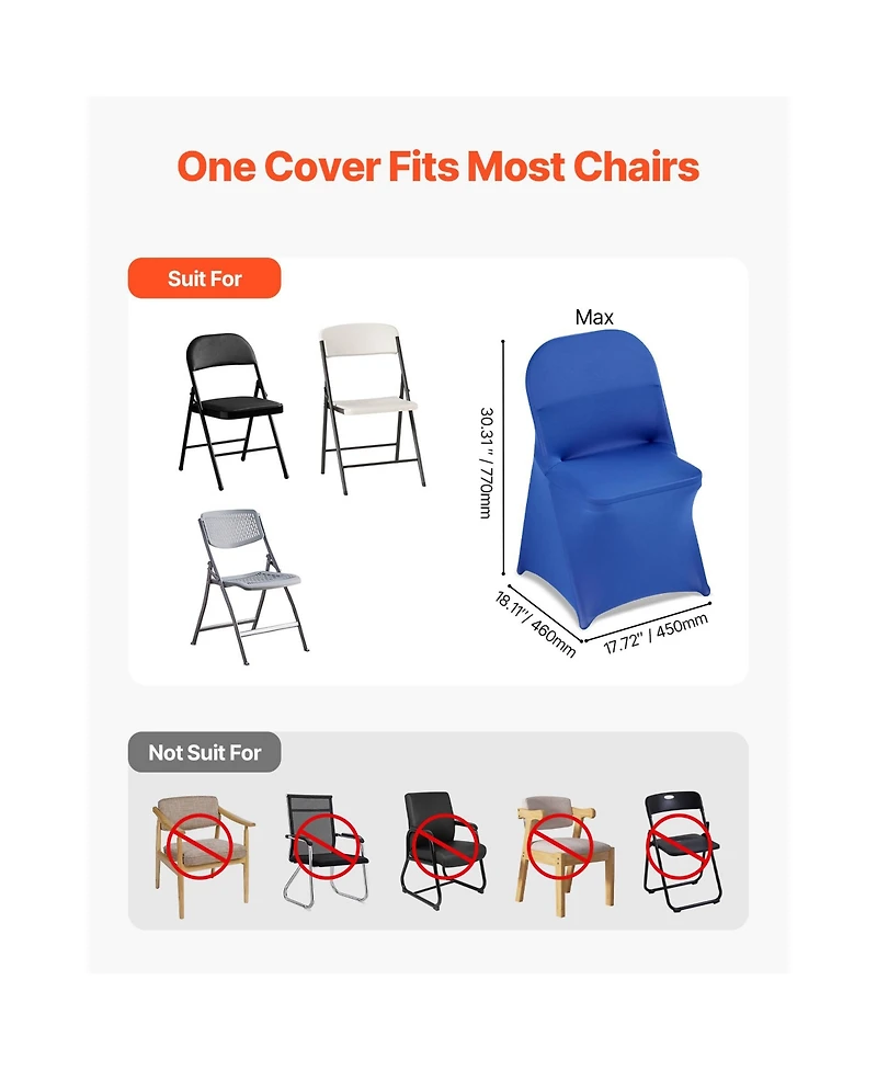 Sugift Stretch Spandex Chair Cover Set of 50 for Dining Banquet and Party Chairs