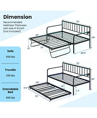 Mecale Twin Daybed with Pop-Up Trundle, Charging Station, Led Lights