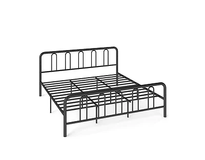 Mecale King Size Metal Platform Bed Frame with Headboard and Footboard