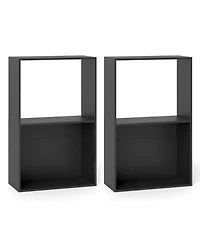 Sugift Set of 2 3-Tier Bookshelves with Open Storage Compartments Freestanding Display Shelving Units