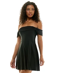 City Studios Women's Off-the-Shoulder Fit & Flare Mini Dress