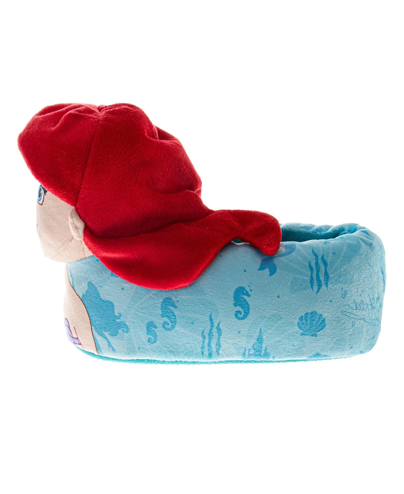 Disney Little Mermaid 3D Ariel and Flounder Girls (5- 6 to 13- 1) Slippers Warm, Fluffy, Comfortable House Footwear