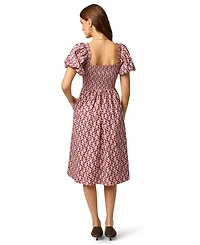 Adrianna Papell Women's Blaire Smocked Floral-Print Square Neck Midi Dress