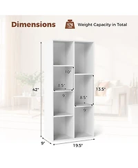 Sugift Freestanding 7-Compartment Bookshelf with Vertical or Horizontal Setup