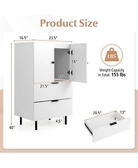 Sugift Sideboard Buffet Cabinet with 2 Doors 2 Drawers and Raised Metal Legs