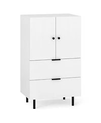 Sugift Sideboard Buffet Cabinet with 2 Doors 2 Drawers and Raised Metal Legs