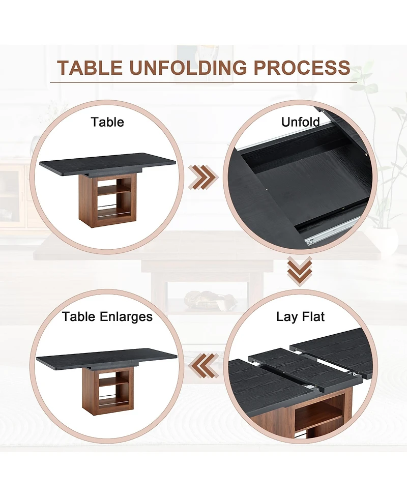 flynama Expandable Mdf Dining Table with Storage, Tabletop
