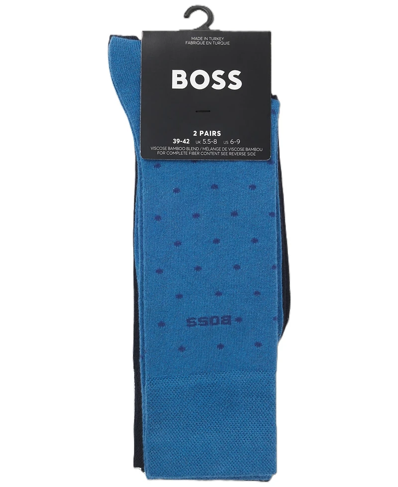 Hugo Boss Men's Mini-Dot Crew Socks, 2-Pack