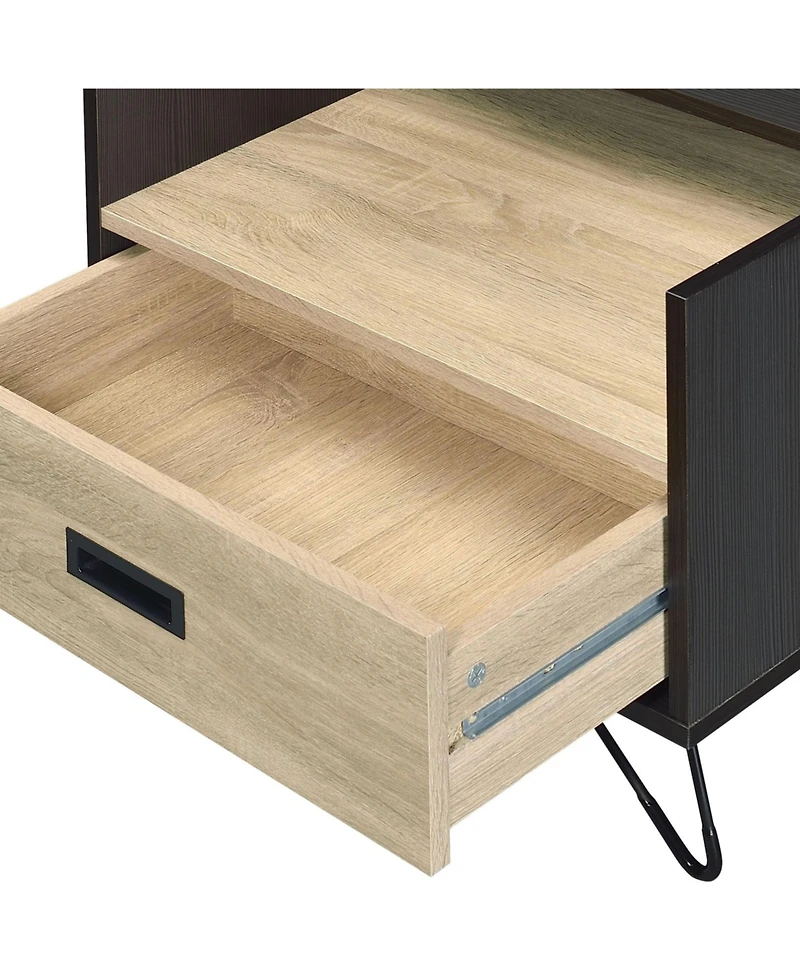 Flynama 1-Drawer Nightstand with Hairpin Legs