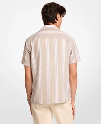 Michael Kors Men's Camp Collar Striped Short-Sleeve Modal-Blend Shirt