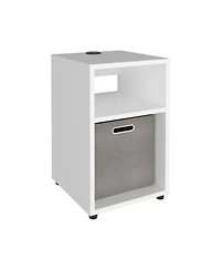 Flynama Side Table with Usb Charging Station and Dual Open Shelves
