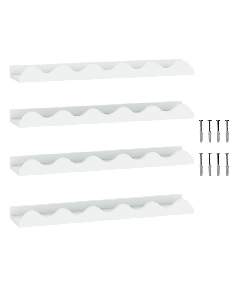 Sugift 24 Inch Kids Wall-Mounted Bookshelf Set of 4 Floating Picture Ledge Shelves