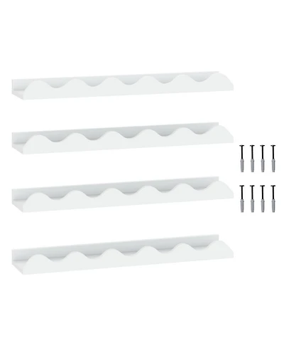 Sugift 24 Inch Kids Wall-Mounted Bookshelf Set of 4 Floating Picture Ledge Shelves