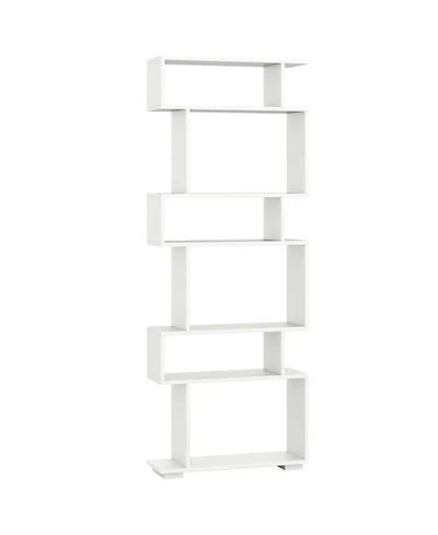 Sugift 6-Tier Geometric S-Shaped Bookshelf with 2 Anti-Tipping Kits for Home Office