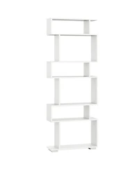 Sugift 6-Tier Geometric S-Shaped Bookshelf with 2 Anti-Tipping Kits for Home Office