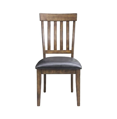Starlight Canyon Home Rustic Whiskey Slatback Dining Chairs with Faux Leather Upholstery