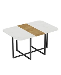 Flynama Modern Dining Table for 4-6 with Faux Marble Top and Accent
