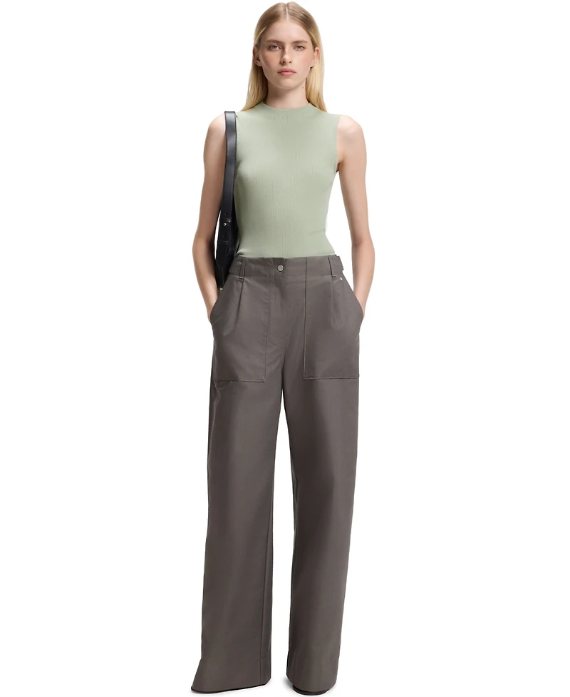 Boss by Hugo Women's Feskies Ribbed-Knit Mock-Neck Sleeveless Top