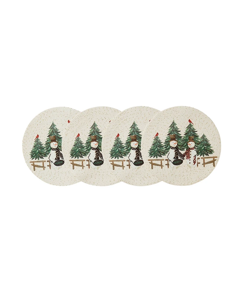 Avanti Country Snowman Woven Braided Round Placemats, Set of 4