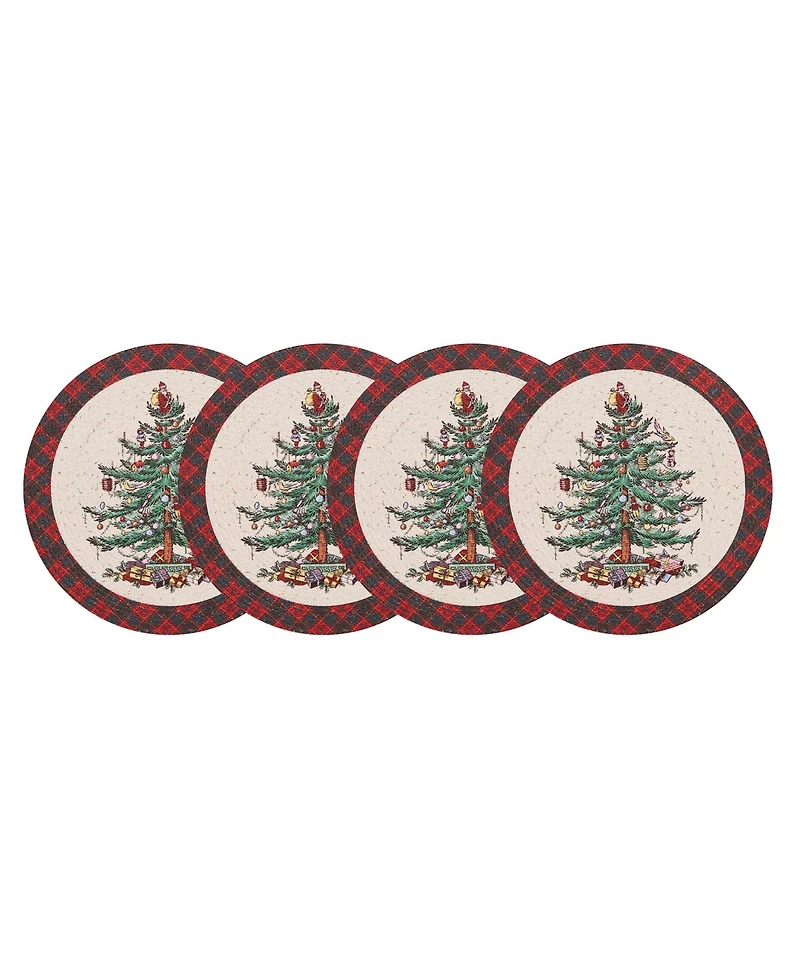 Spode Christmas Tree Tartan Braided Placemats, Set of 4