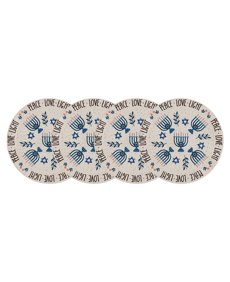 Avanti Peace Love Woven Braided Round Placemats, Set of 4