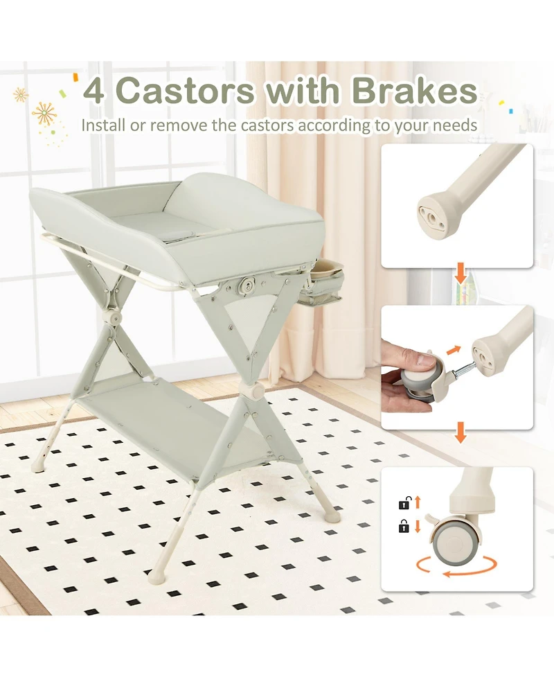 Baby Diaper Changing Table with Water Basin Wheel