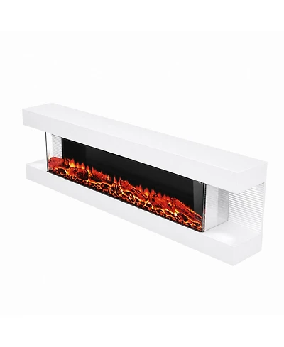 Mondawe 60" 3-Sided Electric Fireplace Insert with 12 Flame Colors, 750W/1500W Heater, Remote Control and Led Side Lighting