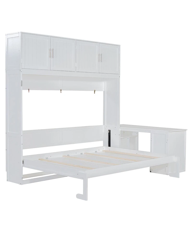 Streamdale Furniture Queen Murphy Bed with Desk, Storage Shelves and Cabinets