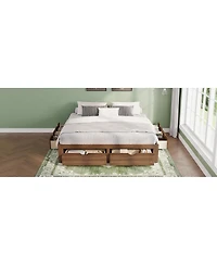 Streamdale Furniture King Size Platform Bed with 6 Storage Drawers,Pine Wood Storage Bed