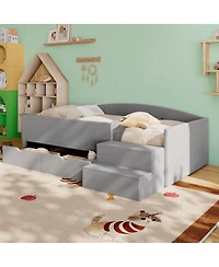 Streamdale Furniture Twin Size Upholstered Daybed Frame with 2 Storage Drawers