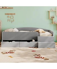 Streamdale Furniture Twin Size Upholstered Daybed Frame with 2 Storage Drawers