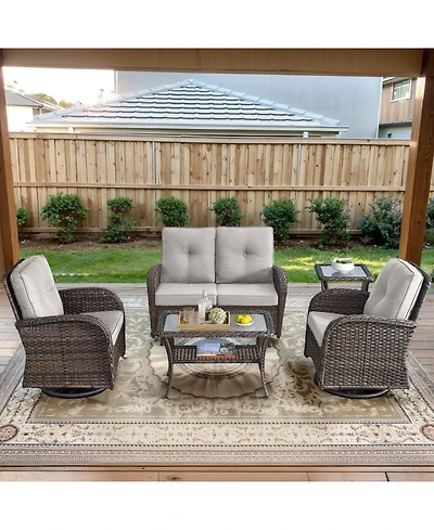 Bellefurn 5 -Piece Wicker Patio Sofa Conversation Set with Cushions
