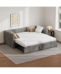 Streamdale Furniture Twin Upholstered Daybed with Pop-Up Trundle, Twin to King