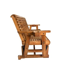 Mega Casa 5 Foot 3-Seater Patio Glider with Cup Holders, High Roll Back and Deep Contoured Seat