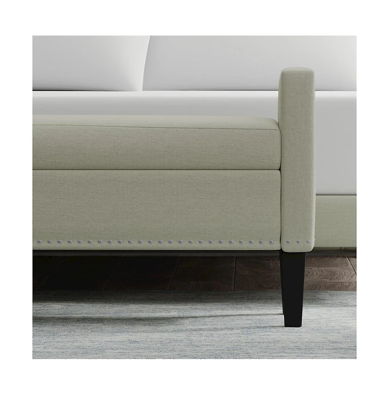 Glenwillow Home Storage Bench with Arms, Nailhead Trim