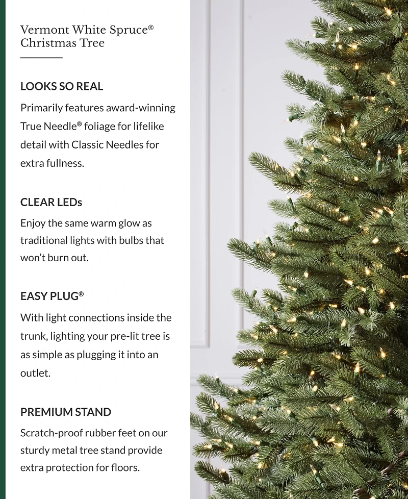 Balsam Hill 6.5' Pre-Lit Vermont White Spruce Ledc Artificial Christmas Tree