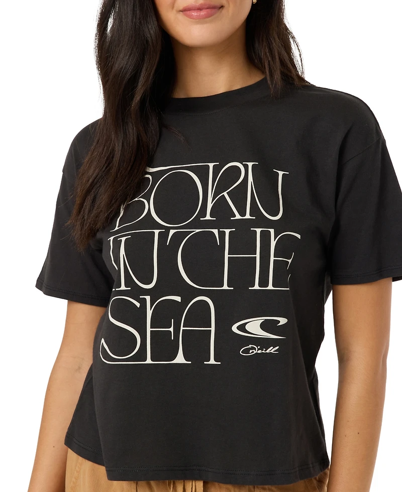 O'Neill Women's Born The Sea Easy Tee Graphic Relaxed-Fit T-Shirt