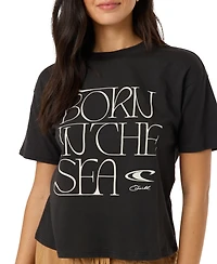 O'Neill Women's Born The Sea Easy Tee Graphic Relaxed-Fit T-Shirt