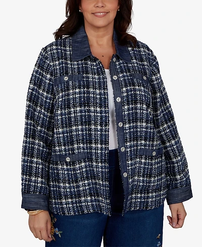 Alfred Dunner Plus Tweed Plaid Jacket