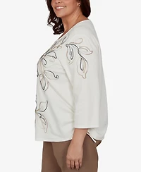 Alfred Dunner Plus Floral 3/4-Sleeve Top