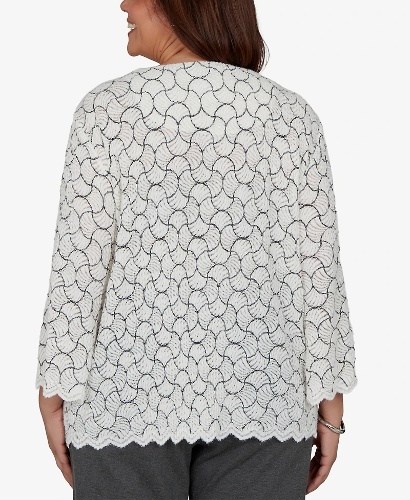 Alfred Dunner Plus Scoop Neck 3/4-Length Sleeves Blouse