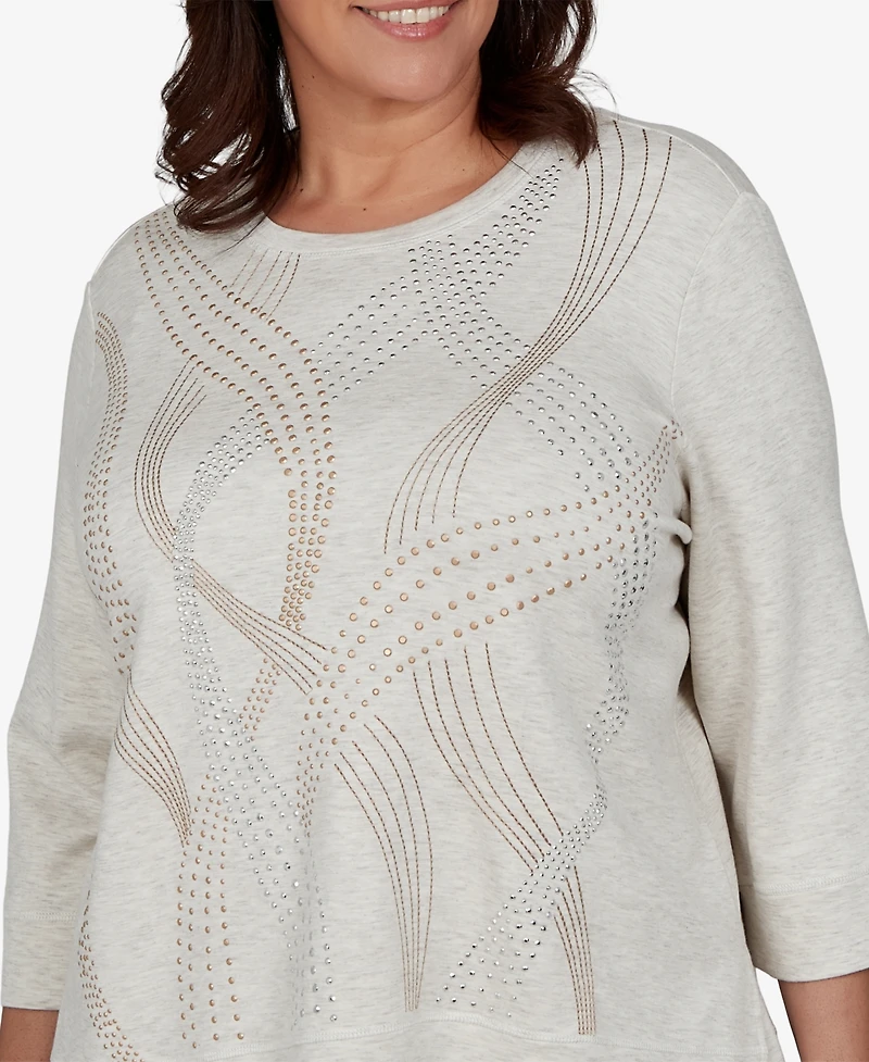 Alfred Dunner Plus 3/4-Sleeve Crewneck Knit Top