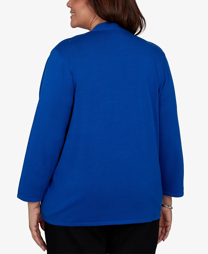 Alfred Dunner Plus Shawl Collar 3/4-Sleeve Embellished Cardigan Sweater