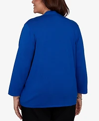 Alfred Dunner Plus Shawl Collar 3/4-Sleeve Embellished Cardigan Sweater