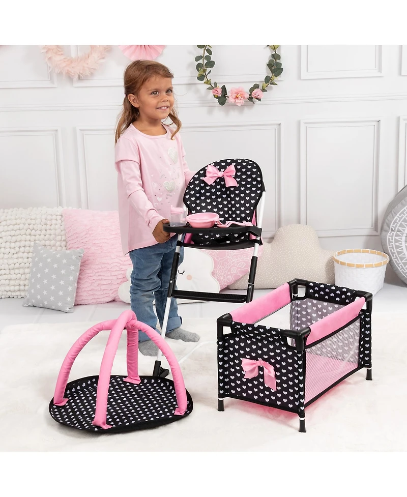 Bayer Design Travel 9-Piece Doll Accessory Set with Highchair, Ages 3+