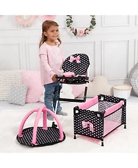 Bayer Design Travel 9-Piece Doll Accessory Set with Highchair, Ages 3+